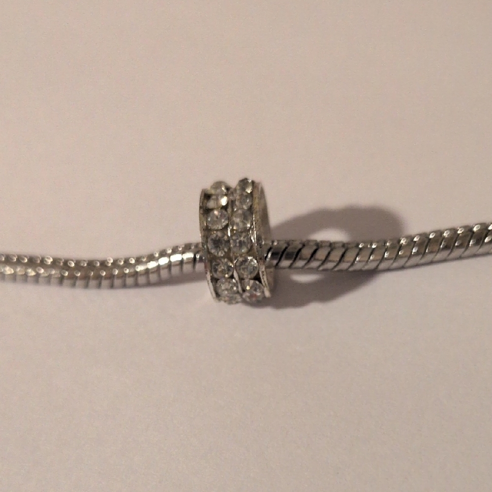 Silver Rhinestones Spacer Charm for Pandora‎ Style Bracelet